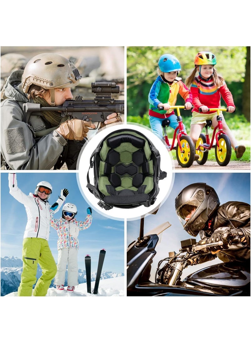 Universal Comfortable Tactical Airsoft Helmet Pads Internal Memory Foam Foam Protective Cushion Buffer Pad Protection Mat Accessories Liner System for Fast MT MICH IBH AF ACH Helmet Green - Image 4