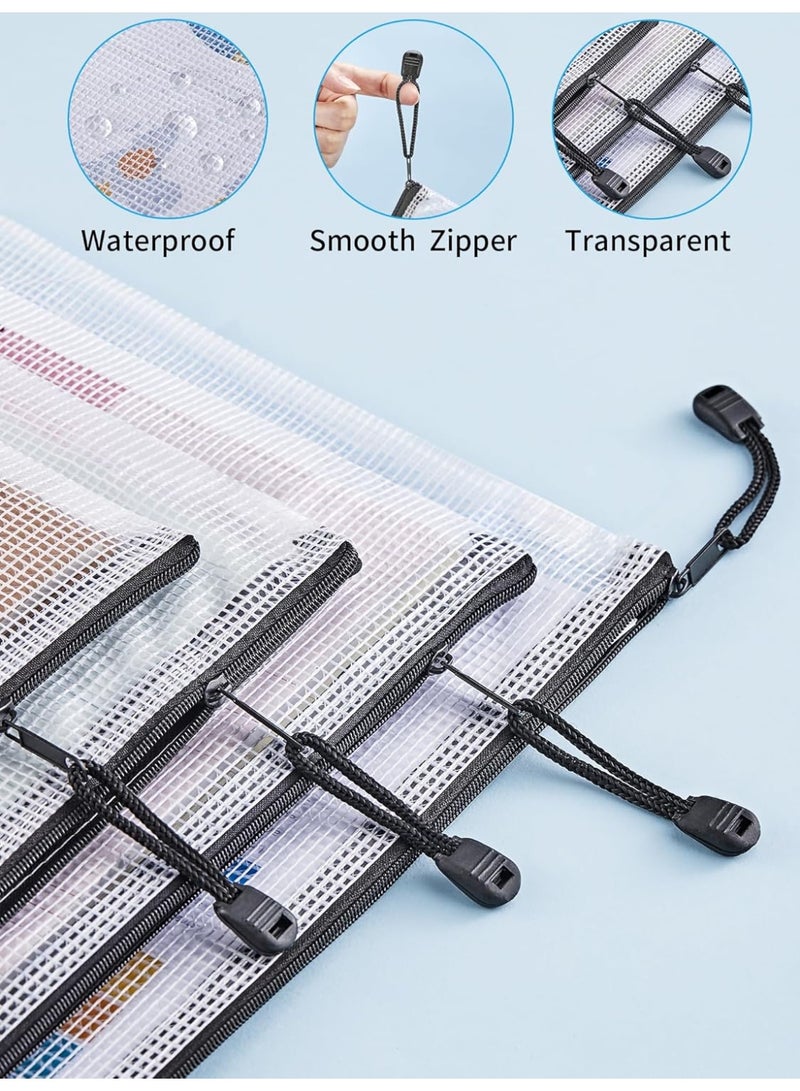 KISSUN 18 Pack 8 Sizes Mesh Pouch, 9 Colors, Waterproof Zipper File Bags Document Multipurpose Travel Bags for Office, School, Board Game, Puzzles, Cosmetics, Travel Accessories, and Home Organize - Image 4