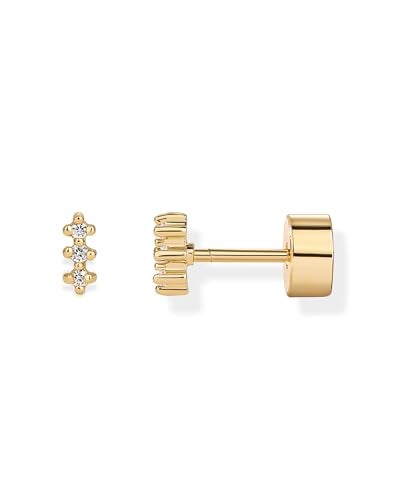 PAVOI 14K Yellow Gold Plated 925 Sterling Silver Posts Mini Stud Flat Back Earrings for Women | Helix Cartilage Piercing Jewelry | Dainty Cubic Zirconia Climber Stud Earring Pair - Image 1