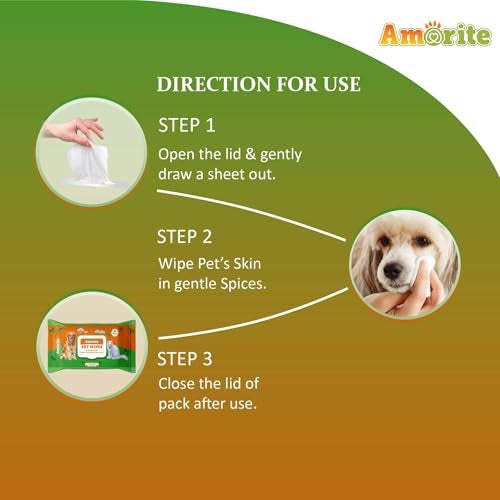AMORITE Anti-Bacterial 480 Count Pet Wipes with Fresh Apple Scent for Dogs, Puppies & Pets (Pack of 6) Suitable for All Types of Pets' Dry Bathing, Daily Care, Paw Cleaning Wipes - Image 5