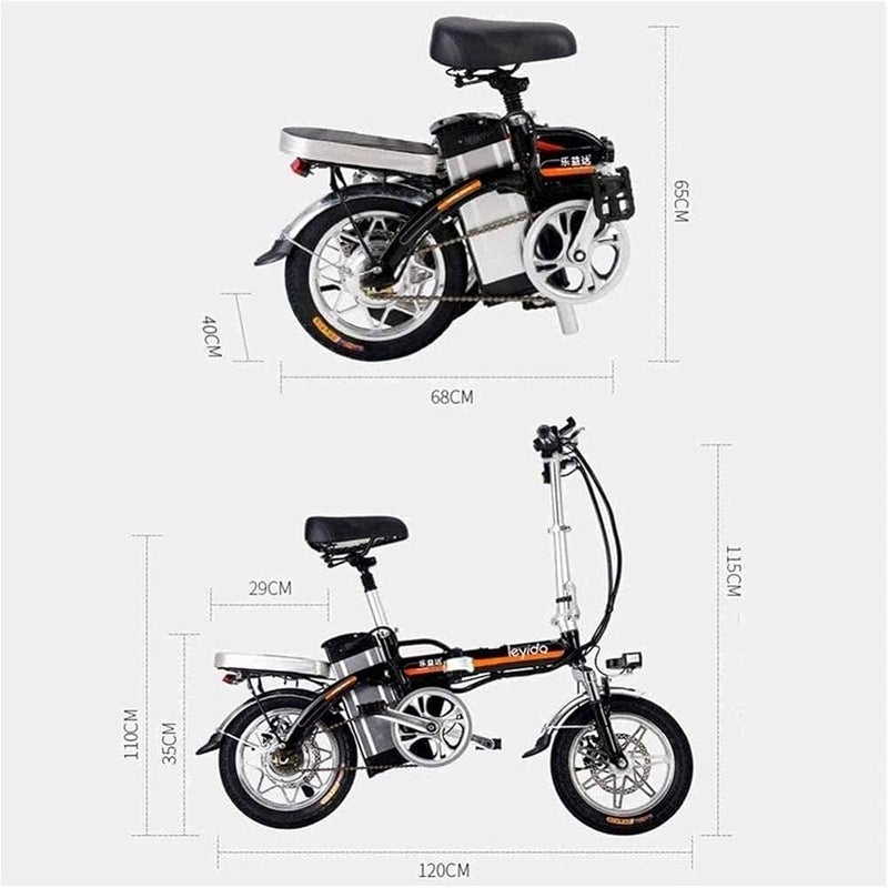 N/P N&P Fast Electric Bikes for Adults Folding Portable Electric Bicycle Adult Hybrid Bike 48V Removable Lithium Ion Battery 400W Motor 14 inch Road Bike Motorcycle Scooter with Disc Brakes - Image 2