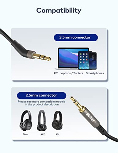 Mr Rex 2.5mm to 3.5mm Cable Compatible with Bose 700 QuietComfort QC45 QC35II QC35 QC25Noise Cancelling Headsets, JBL E45BT E55BT Wireless Bluetooth Headphones Replacement Cord Aux Wire (1-Pack, 8FT) - Image 2
