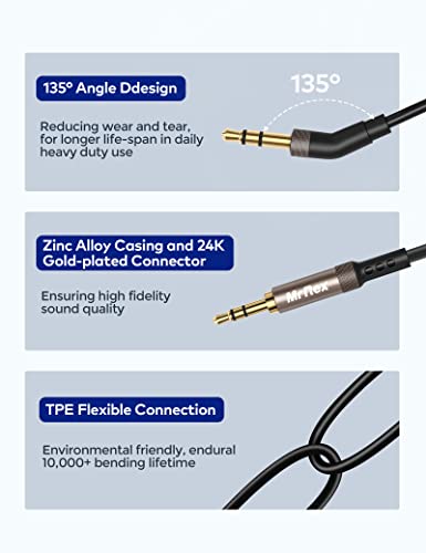 Mr Rex 2.5mm to 3.5mm Cable Compatible with Bose 700 QuietComfort QC45 QC35II QC35 QC25Noise Cancelling Headsets, JBL E45BT E55BT Wireless Bluetooth Headphones Replacement Cord Aux Wire (1-Pack, 8FT) - Image 3