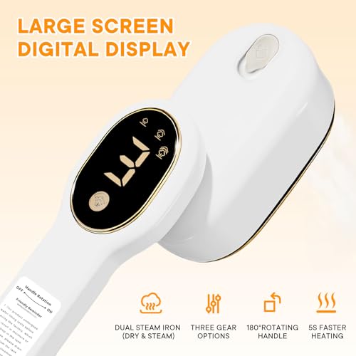 IDACYRIA Smart Travel Steamer for Clothes, 1200W Handheld mini travel Steam All-in-One Portable Steamer Iron with LCD Display, 3 Steam Modes & 5s Fast Heat-up, Garment Steamer for Travel, Home, and Office - Image 2