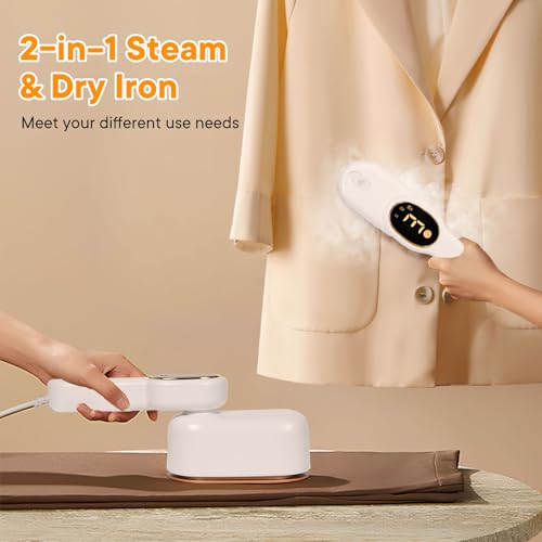 IDACYRIA Smart Travel Steamer for Clothes, 1200W Handheld mini travel Steam All-in-One Portable Steamer Iron with LCD Display, 3 Steam Modes & 5s Fast Heat-up, Garment Steamer for Travel, Home, and Office - Image 4