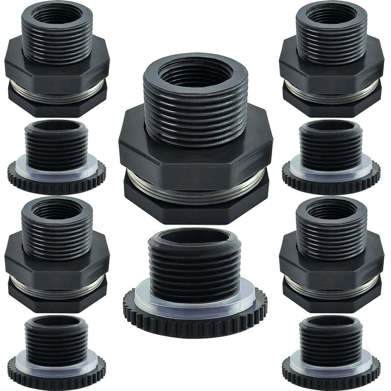YSIL PVC Bulkhead Fitting 34 Inch Female Water Tank Connector with Plugs Pipe Fitting for 11238 mm Water TanksRain Barrels AquariumsPools 5 Pack - Image 2