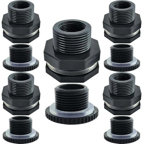 YSIL PVC Bulkhead Fitting 34 Inch Female Water Tank Connector with Plugs Pipe Fitting for 11238 mm Water TanksRain Barrels AquariumsPools 5 Pack - Image 1