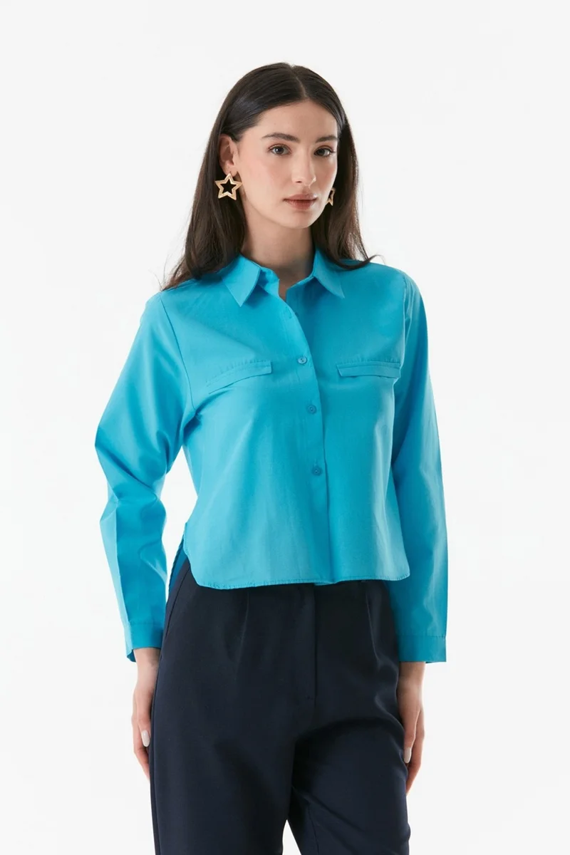 FullaModa Basic Flare Pocket Detailed Shirt