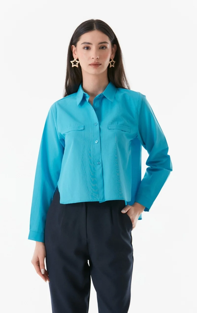 FullaModa Basic Flare Pocket Detailed Shirt