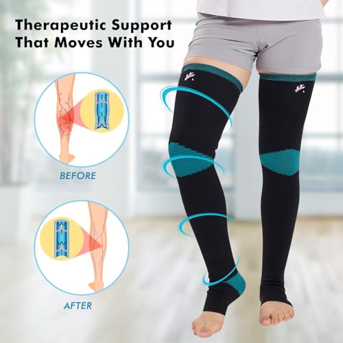 Flamingo Premium Varicose Vein Stockings | Medical Compression Stockings for Varicose Veins & Swelling | Compression Socks for Men & Women | Size - LARGE | 1 Pair | - Image 5