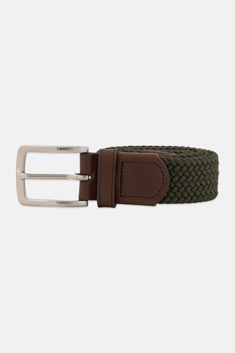 DOCKERS Men Woven Braided Belt, Hunter Green - Image 1