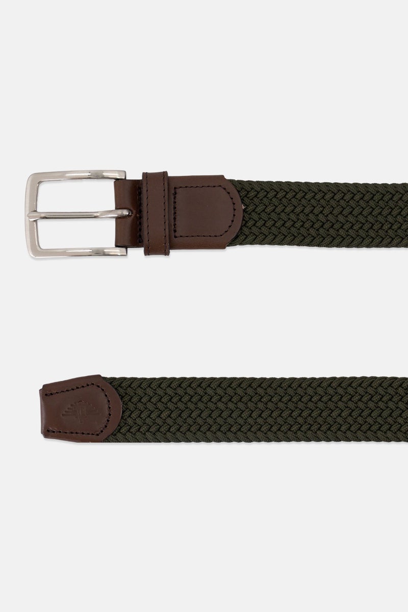 DOCKERS Men Woven Braided Belt, Hunter Green - Image 2