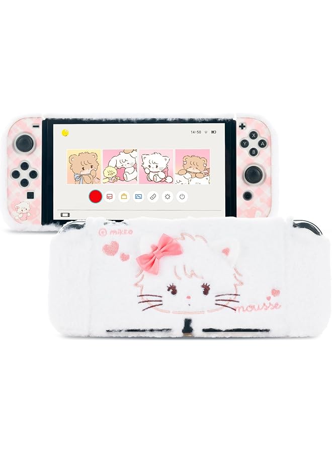 GEEKSHARE Protective Skin For Switch Oled Kawaii Plush Cover Case Anti Scratch Hard Cover Protector Compatible With Switch Oled And Joystick Controllers Mikko Sweet Thoughts - Image 1