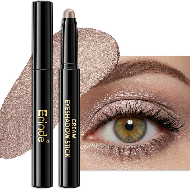 Erinde Waterproof Cream Eyeshadow Stick Light Taupe Brown Shimmer Eye Shadow Sticks Cream to Powder Eyeshadow Crayon Buildable Blendable LongLasting Eye Shadow Stick Vegan CrueltyFree 09 - Image 3