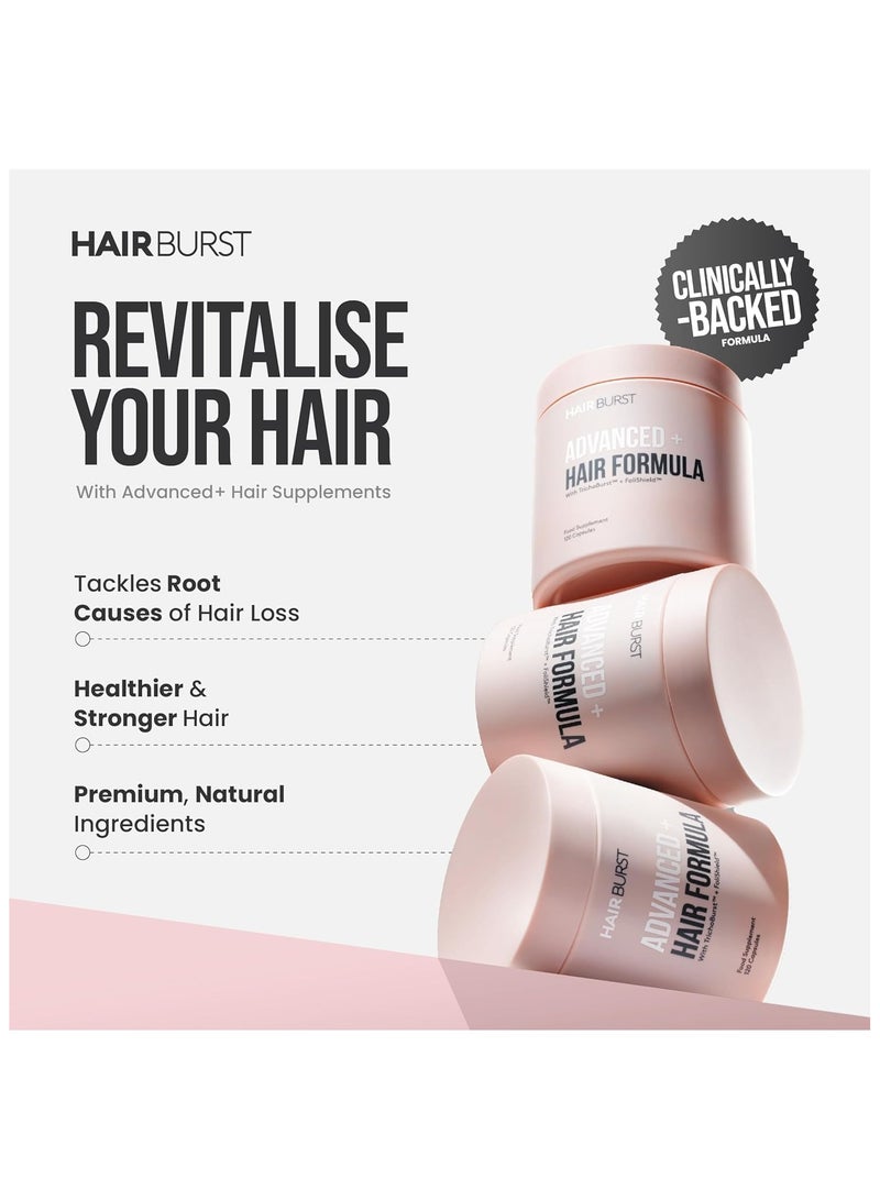 هيربرست مكمل HAIR BURST Advanced+ لعلاج تساقط الشعر - يستهدف الأسباب الجذرية، ويعزز النمو القوي - منتج طبيعي للشعر، قائم على الأبحاث العلمية، للنساء - 4 كبسولات يومية، محلول واحد - Image 2