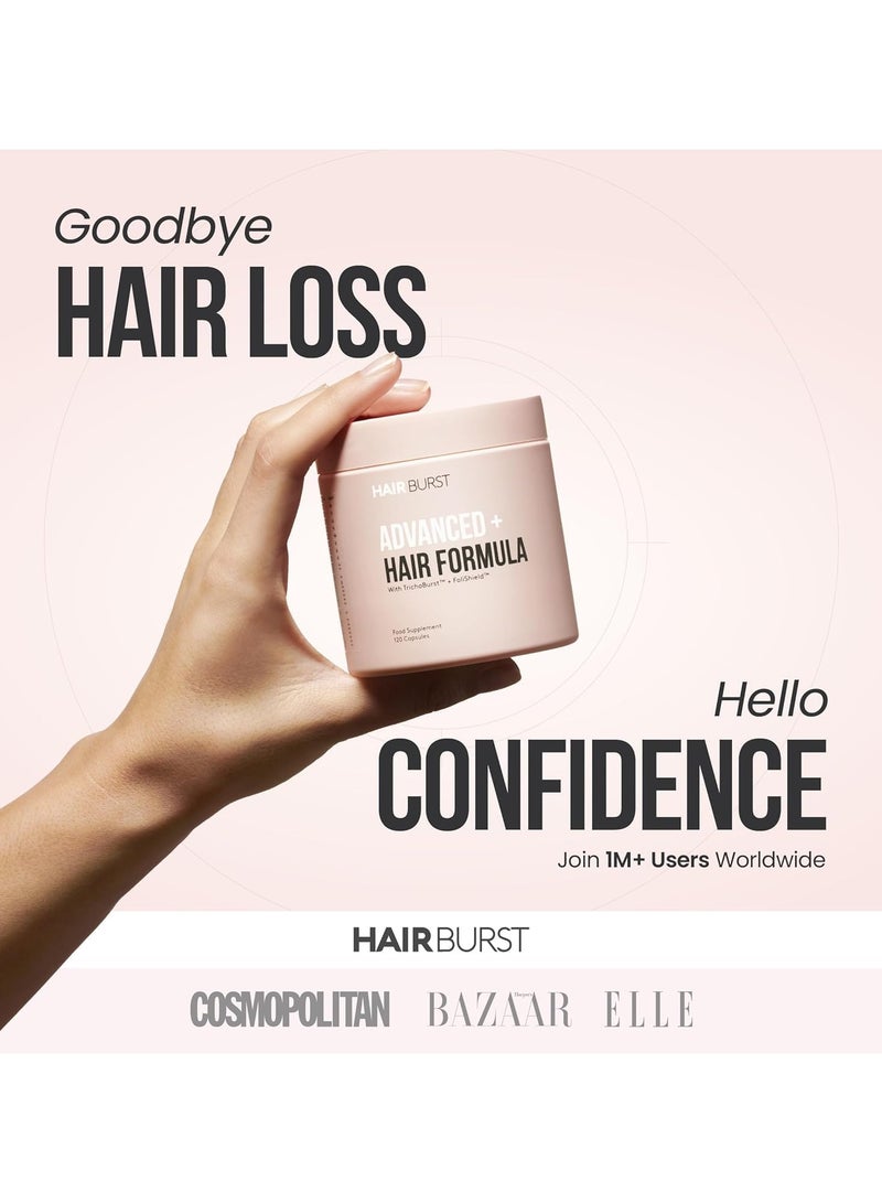 هيربرست مكمل HAIR BURST Advanced+ لعلاج تساقط الشعر - يستهدف الأسباب الجذرية، ويعزز النمو القوي - منتج طبيعي للشعر، قائم على الأبحاث العلمية، للنساء - 4 كبسولات يومية، محلول واحد - Image 4
