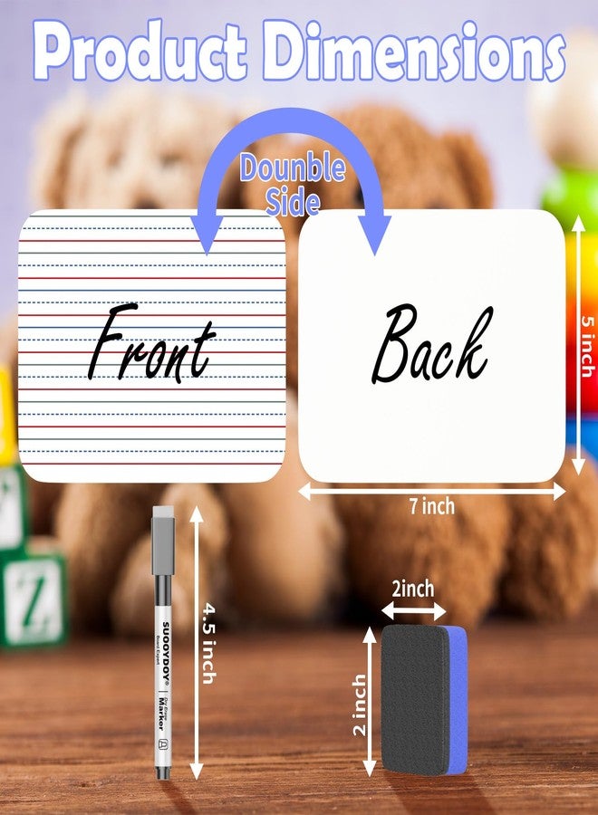 suooydoy Dry Erase Boards 32 Pack, 9"x12" Double Sided Small Whiteboards with Lines for Kids, Students, Teacher & Classroom Pack, Mini Individual White Boards Lined for Writing Math English Practice - Image 4