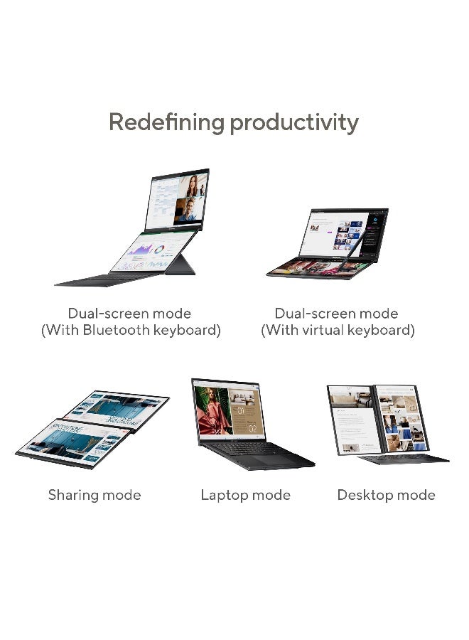 أسوس Zenbook Duo/Intel Ultra 7 255H/16GB RAM/1TB SSD/Shared Graphics/14" Touch/Win11H/Inkwell Gray [UX8406CA-QL135W] Gray - Image 4