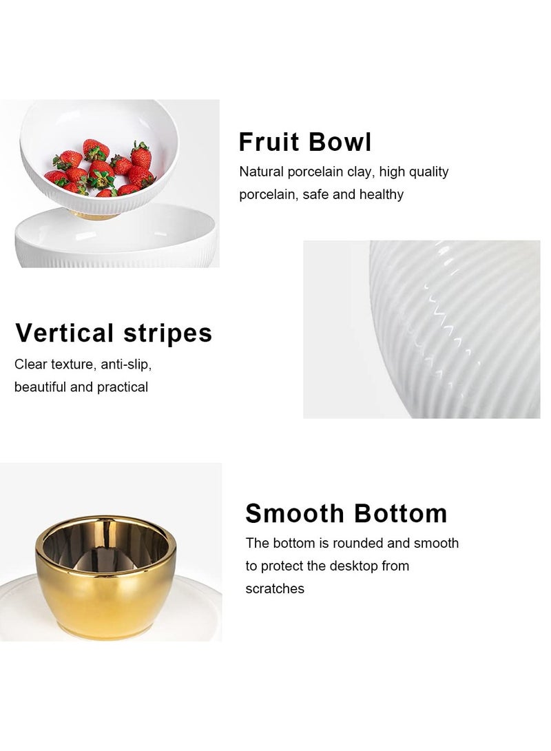Excefore Ceramic Fruit Bowl, 8 Inch Dinner Table and Tea Coffee Pedestal Tray,Elegant and Practical Bread and Fruit Trays, Salad or Dessert Display Trays for Parties, White, L - Image 4
