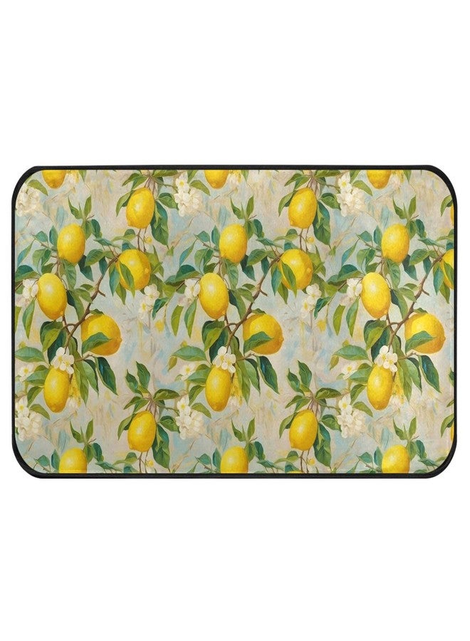 ALAZA Kitchen Mats, Lemon Print Flower Floor Mat for Kitchen, Bathroom, Bedroom, 39x20 inch - Image 1
