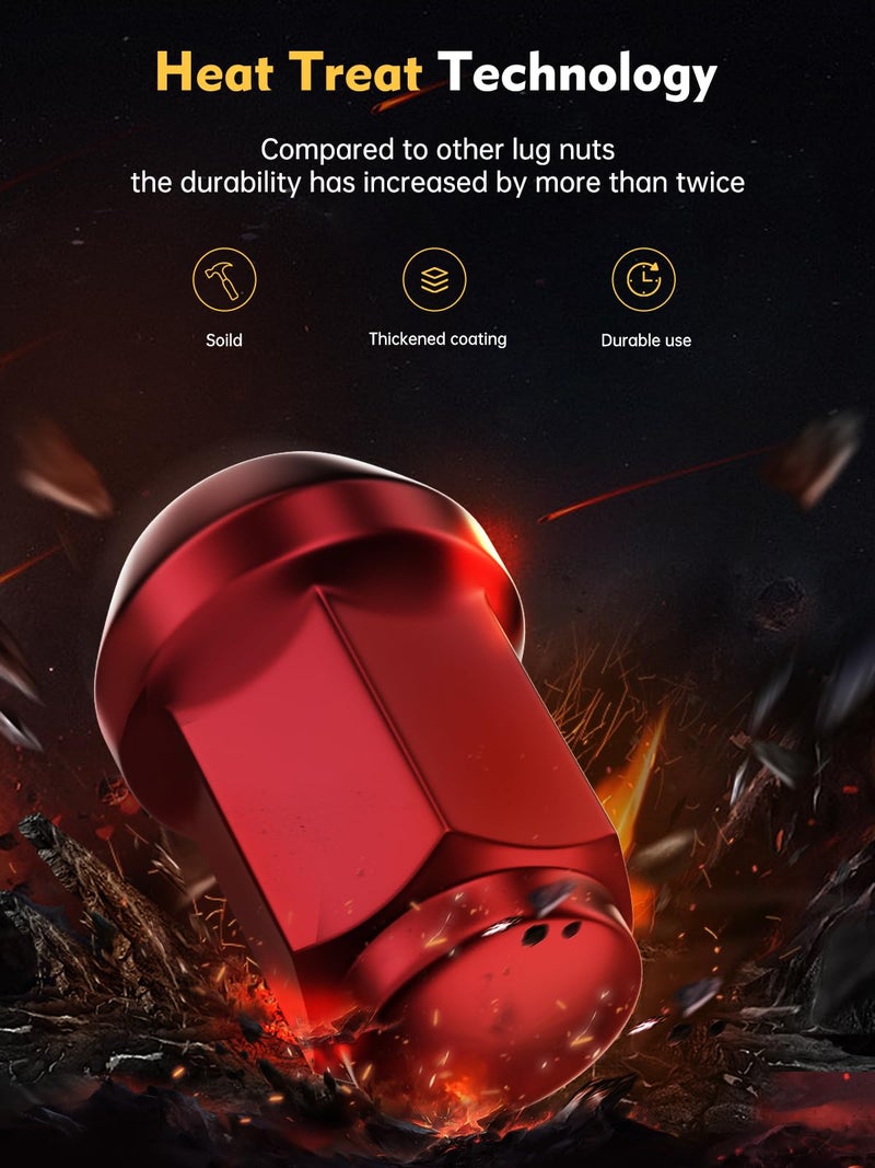 MIKKUPPA M12x1.5 Lug Nuts - Replacement for 2006-2019 Ford Fusion, 2000-2019 Ford Focus, 2001-2019 Ford Escape Aftermarket Wheel - 20pcs Red Closed End Lug Nuts - Image 4