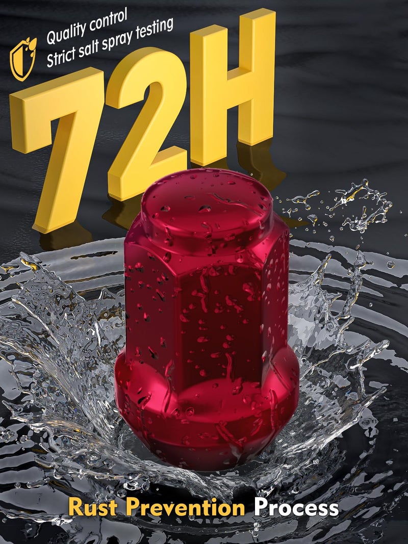 MIKKUPPA M12x1.5 Lug Nuts - Replacement for 2006-2019 Ford Fusion, 2000-2019 Ford Focus, 2001-2019 Ford Escape Aftermarket Wheel - 20pcs Red Closed End Lug Nuts - Image 3