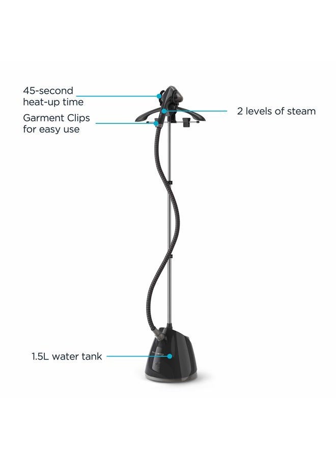 Rowenta , Steamer for Clothes, Pro Style Full Size Steamer with 45 second heat-up & Removable 50 oz Water Tank, 1500 Watts, Included Clips to Hang Clothes, Ironing, Black Clothes Steamer, IS2461 - Image 2