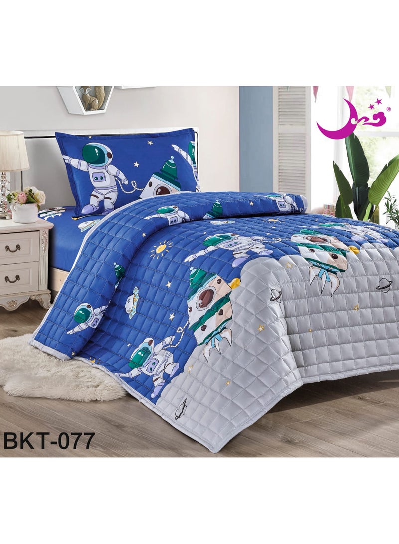 مون طقم لحاف سرير مضغوط مكون من 3 قطع رسوم اطفال