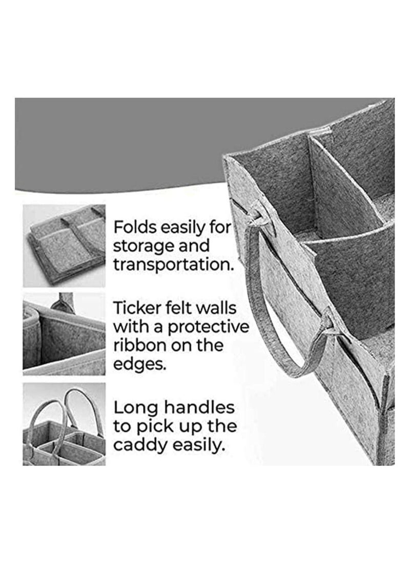 BLOOMING TIME Diaper Caddy Organiser Portable Felt Diaper Nappy Toys Storage Bag Nursery Nappy Changing Organiser for Mom Newborn Kids Baby Diaper Caddy Baby Wipes Bag  - Image 5