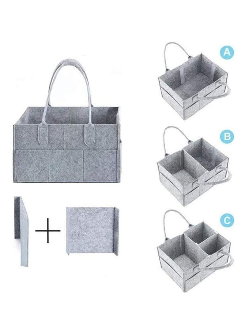 BLOOMING TIME Diaper Caddy Organiser Portable Felt Diaper Nappy Toys Storage Bag Nursery Nappy Changing Organiser for Mom Newborn Kids Baby Diaper Caddy Baby Wipes Bag  - Image 4
