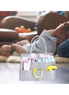 BLOOMING TIME Diaper Caddy Organiser Portable Felt Diaper Nappy Toys Storage Bag Nursery Nappy Changing Organiser for Mom Newborn Kids Baby Diaper Caddy Baby Wipes Bag  - Image 3