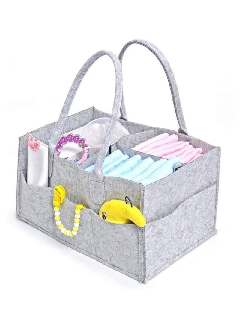 BLOOMING TIME Diaper Caddy Organiser Portable Felt Diaper Nappy Toys Storage Bag Nursery Nappy Changing Organiser for Mom Newborn Kids Baby Diaper Caddy Baby Wipes Bag  - Image 1