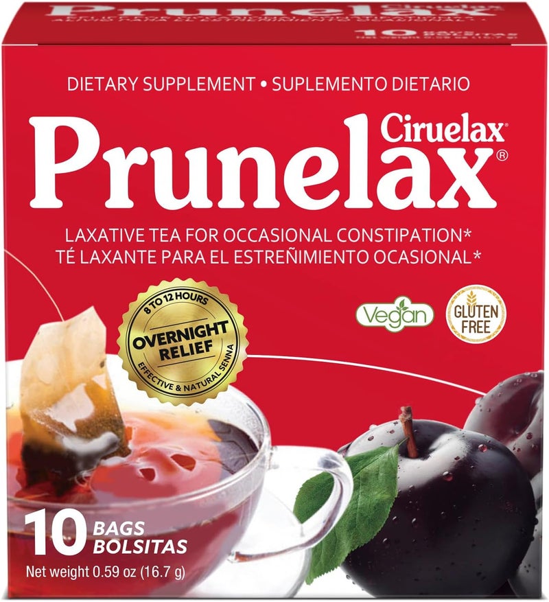 Prunelax Prunelax Ciruelax Regular Strength Laxative Tea Bags - Made with Natural Senna Extracts, for Occasional Constipation, Senna Extract - 10 Bags 