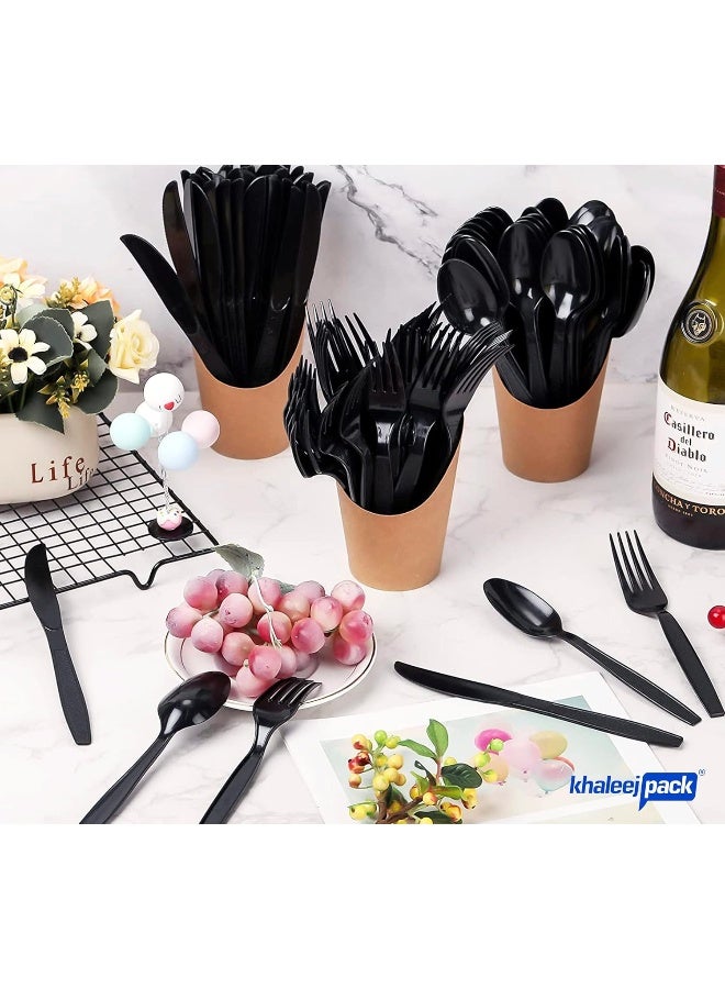 Khaleej Pack 50 Pcs heavy duty plastic knife Black - Image 3