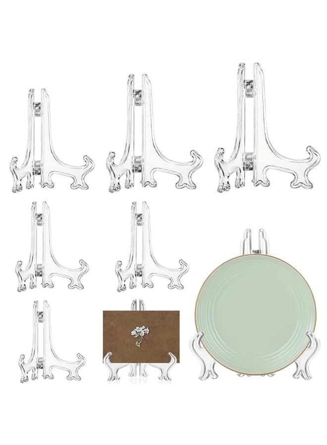 5 Pcs Clear Plastic Display Stands 7 Inch For Photos Artwork Home Decor - Image 1