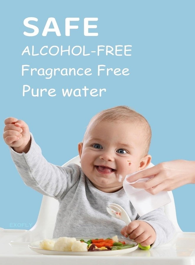 EXOFLY مناديل إكسوفلاي الصغيرة للأطفال، مناديل مبللة لطيفة على البشرة، بدون رائحة ومضادة للحساسية، مناسبة للبشرة الحساسة للبالغين والأطفال والرضع، مناديل جيب محمولة للعناية ببشرة الطفل، عبوة واحدة تحتوي على 64 منديلًا متعدد الاستخدامات - Image 4