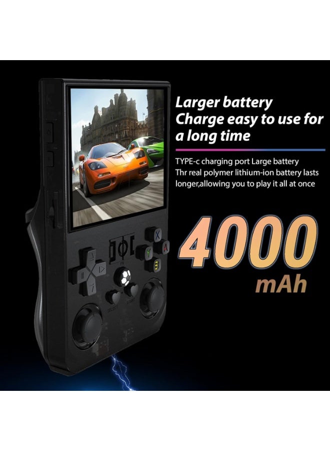 AirYoung جهاز ألعاب محمول R36PRO بنظام لينكس مفتوح المصدر، مشغل ألعاب كلاسيكي بشاشة 3.5 بوصة، بطاقة ذاكرة 4000 مللي أمبير/ساعة، أكثر من 18000 لعبة، للأطفال والكبار، أسود (128 جيجابايت)  - Image 2