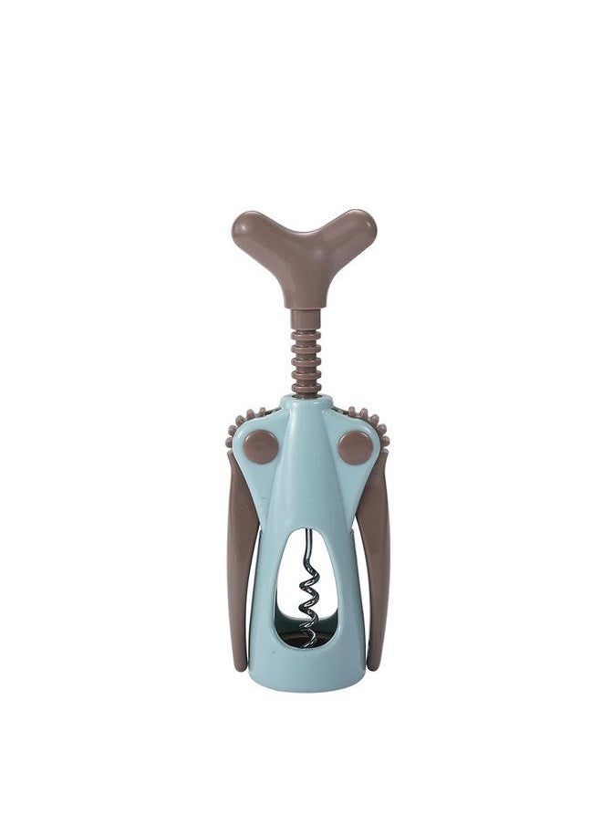 Generic Corkscrew Bottle Opener - Plastic Wine Bottle Opener - Wine Opener - Can Screwdriver-Blue+Dark Brown  - Image 1