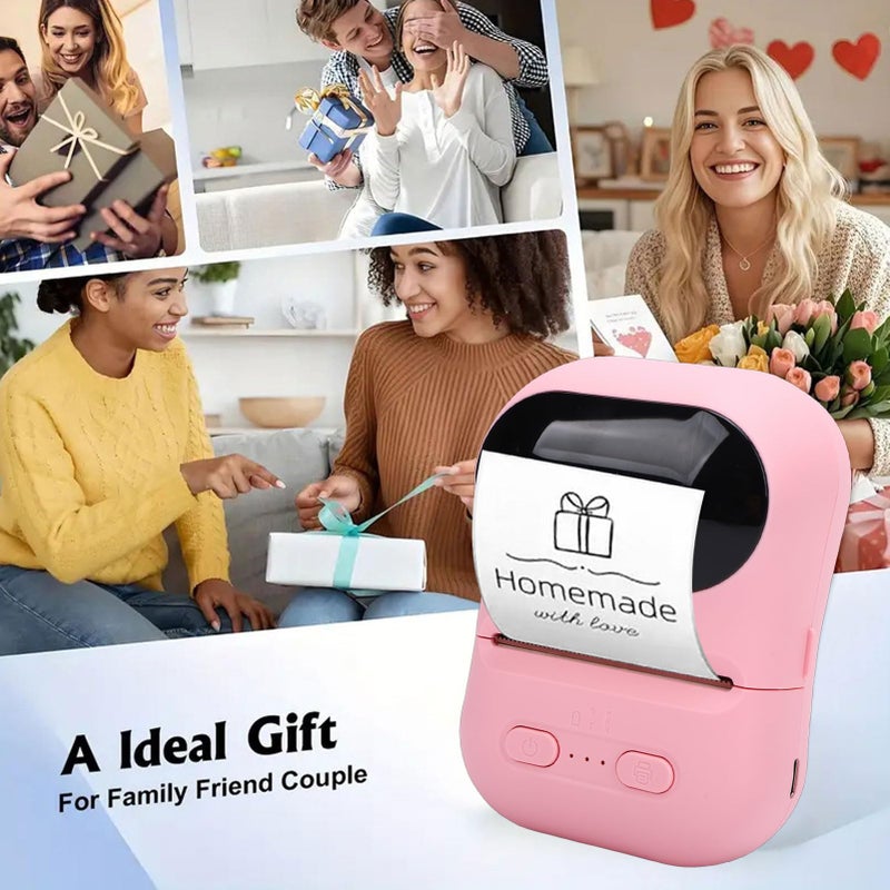 Pink Mini Thermal Sticker Printer Portable Inkless Sticker Maker For Notes Photos - Image 3