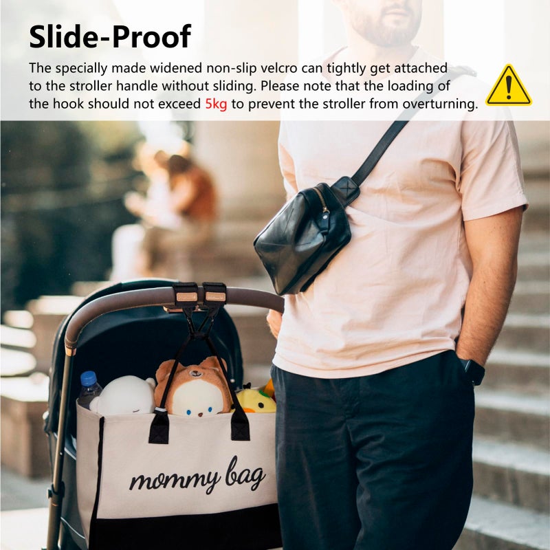 TOPDesign Universal Baby Stroller Organizer, Stroller Caddy with Detachable Mesh Bag & Heightened Insulated Cup Holders & Non-Slip Secure Hooks Accessories, Fits Most Strollers (Zoo) - Image 5