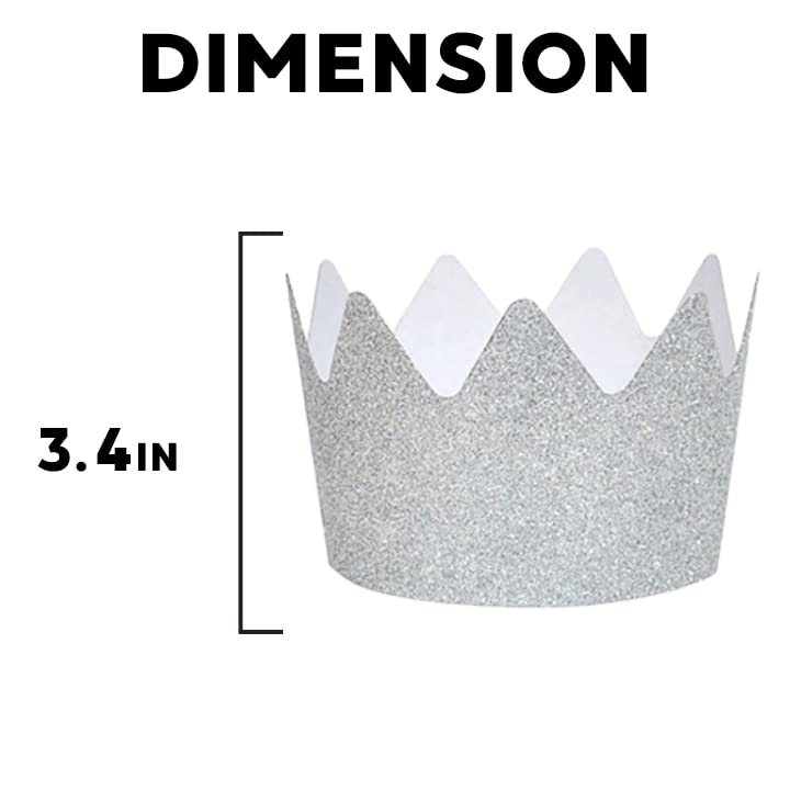 Festiko® Silver Glitter Party Crowns (6 Pcs), Theme Birthday Supplies, Return Gifts for Kids, Gift Accessories, Party Items, Paper Party Crowns/caps/Hats, Party wearables - Image 3