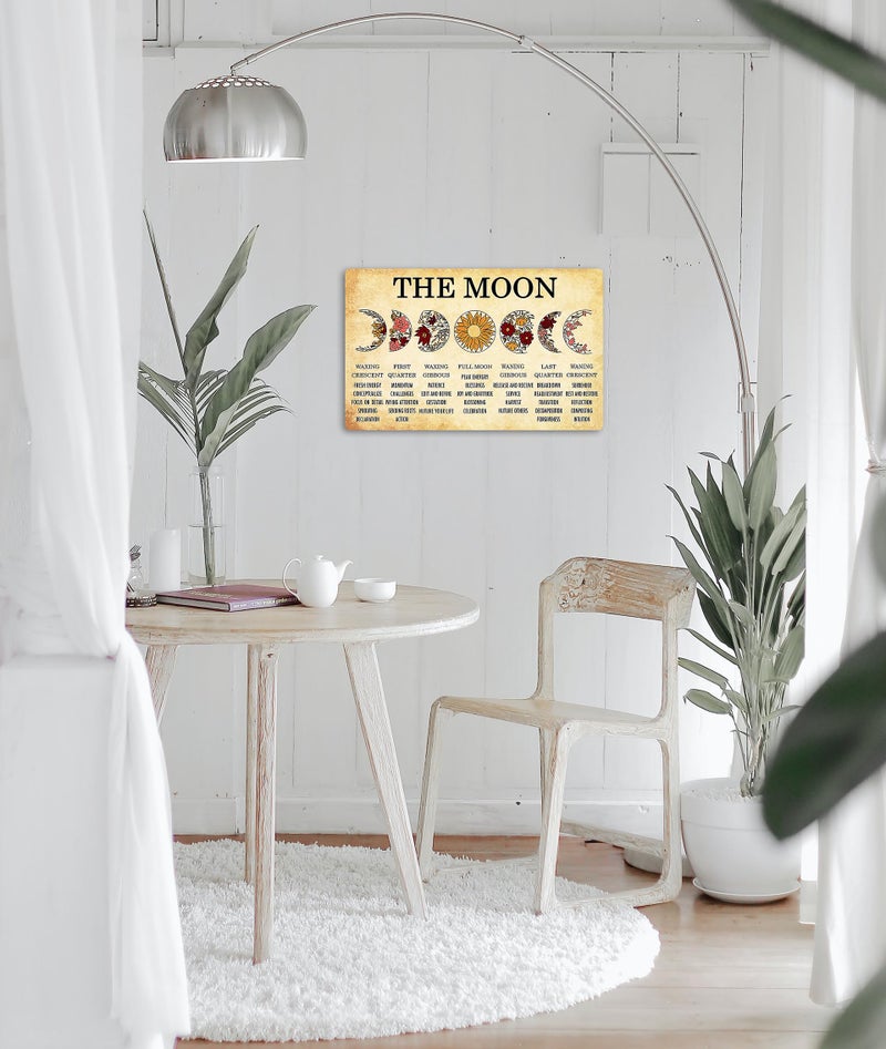 Fmcmly Vintage Metal Tin Signs Moon Phases Meanings Witchery Room Aesthetic Decoration New Year Sign Gift for Parents Home Kitchen Office Garage Bar Coffee Wall Decor 8x12 Inch - Image 3