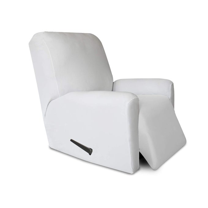 SUPER STRETCH CHAIR SOFA SLIPCOVER WITH POCKET SPANDEX NON SLIP SOFT COUCH SOFA COVER WASHABLE FURNITURE PROTECTOR WITH ELASTIC BOTTOM FOR KIDS PETS RECLINER WHITE