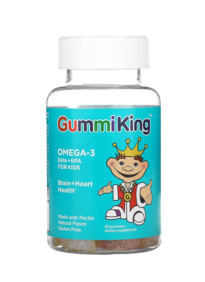 GummiKing Omega-3 DHA + EPA for Kids Strawberry Orange and Lemon 60 Gummies 