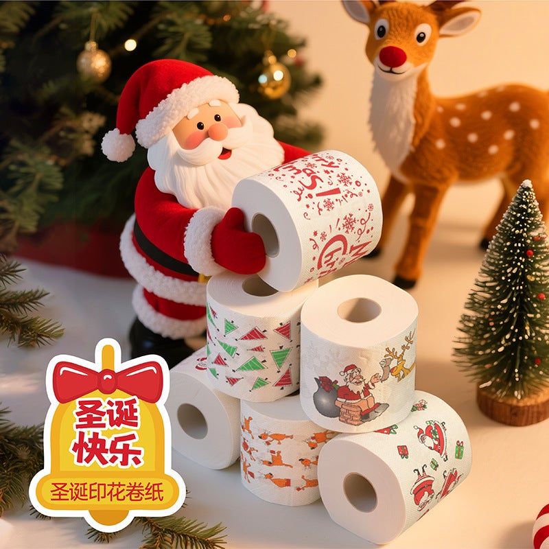 Santa Claus Christmas Pattern Series Printed Toilet Paper Christmas Roll Printed Toilet Paper Christmas Toilet Roll - Image 3