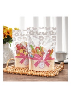 50 Pack Clear Treat Bags, Resealable Ziplock Bags Plastic Bakery Packaging Window Airtight Bags Candy Presentation Bag Stand Up Party Favor Bags for Cookies, Candies, Snack, 6 x 8 Inches (PINK)