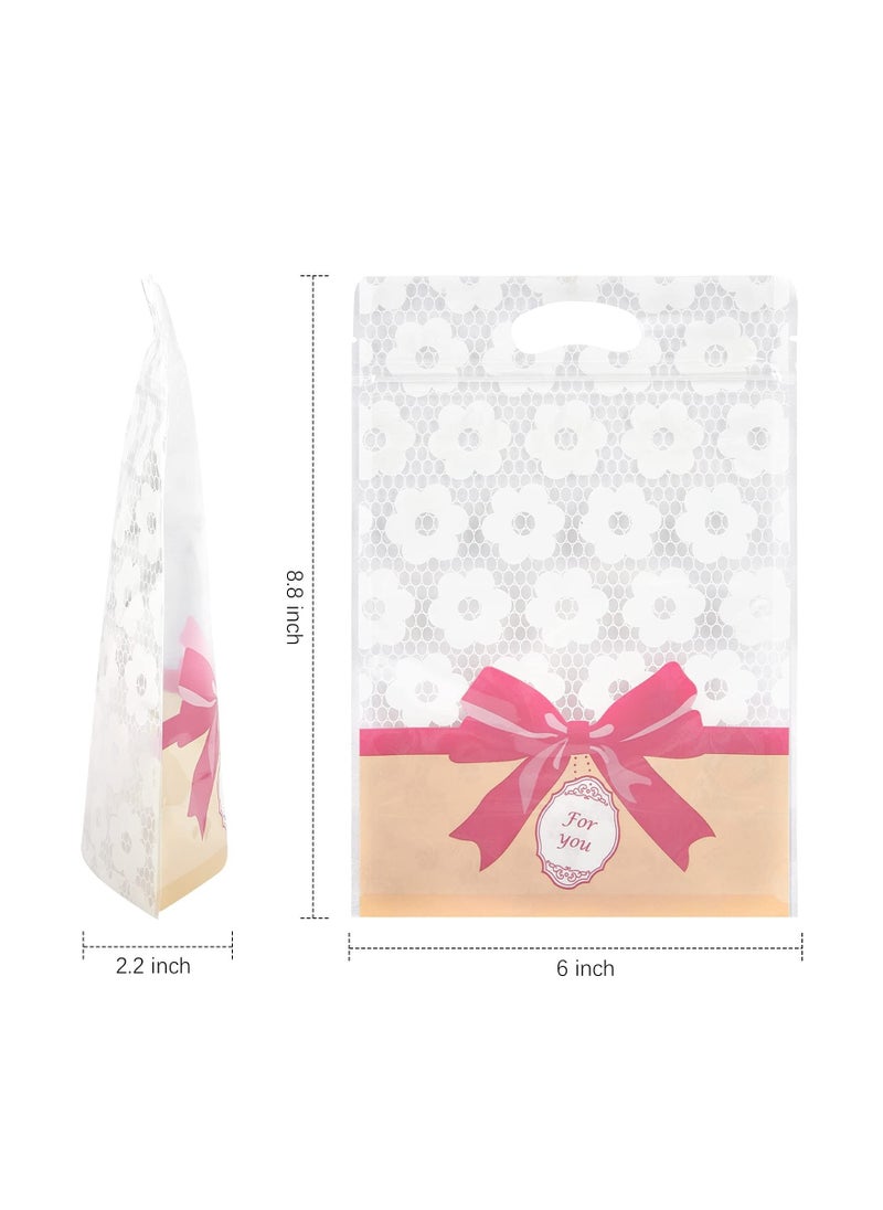 SYOSI - 50 Pack Clear Treat Bags, Resealable Ziplock Bags Plastic Bakery Packaging Window Airtight Bags Candy Presentation Bag Stand Up Party Favor Bags for Cookies, Candies, Snack, 6 x 8 Inches (PINK) - Image 1
