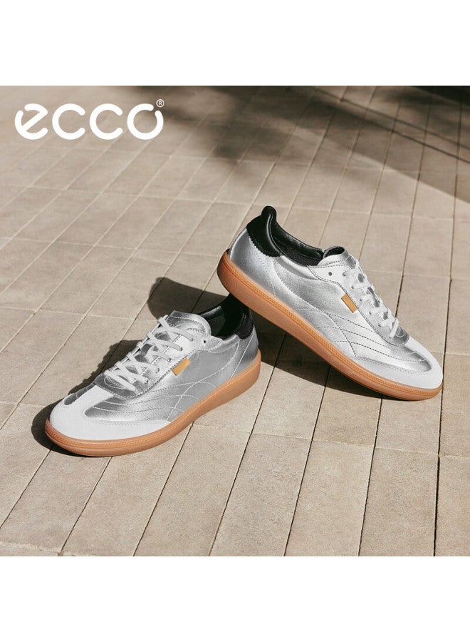 Ecco Women's White Sneakers Spring Retro Trendy Thin Sole Casual Shoes Soft 235803 Silver Size 35