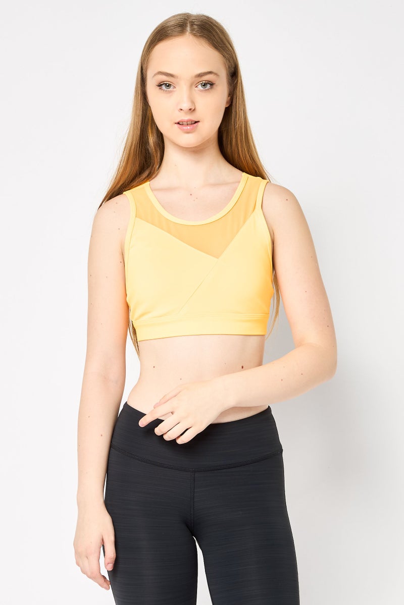 Reebok Women Padded Solid Training Sports Bra, Orange - Image 1