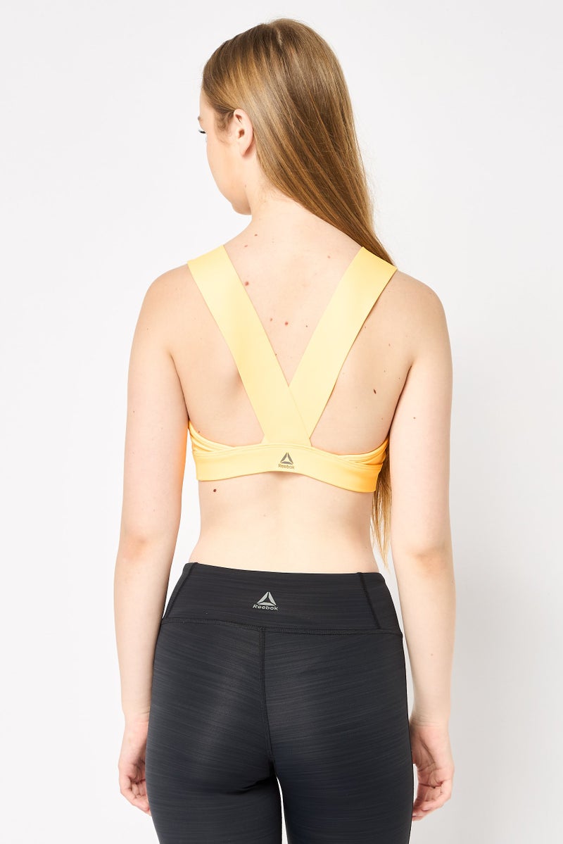 Reebok Women Padded Solid Training Sports Bra, Orange - Image 4